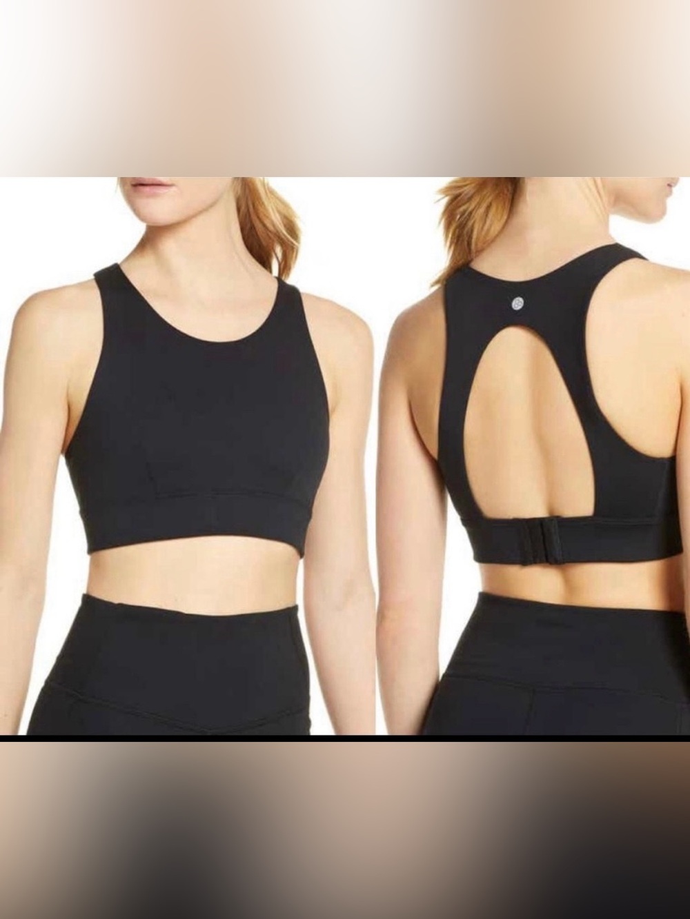 Zella Exhale Studio Sports Bra Black Large Size